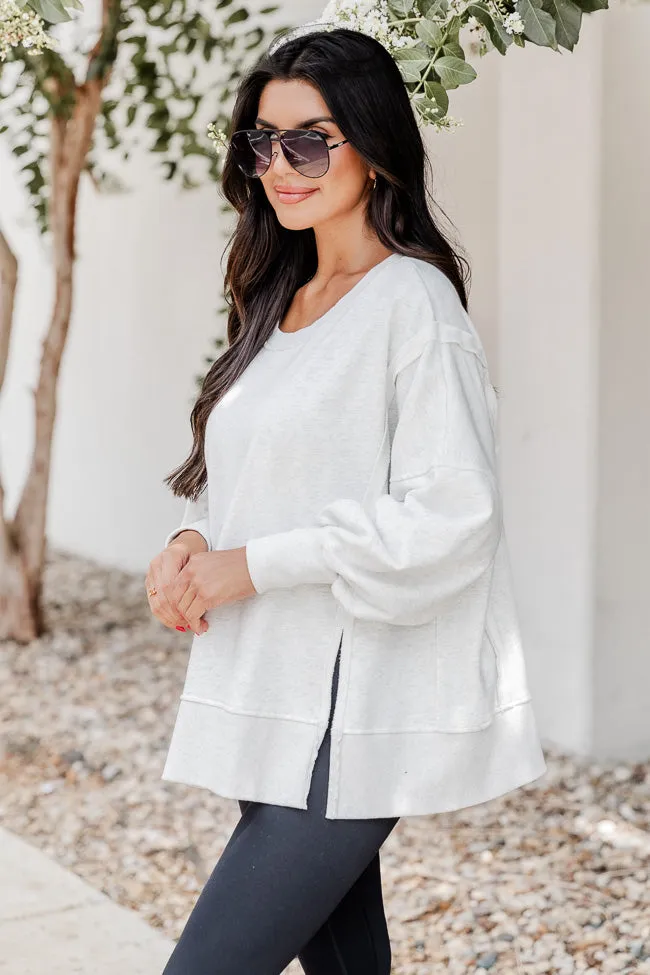 Home For The Weekend Light Grey Split Hem Pullover sold by Pink Lily product image thumbnail 4