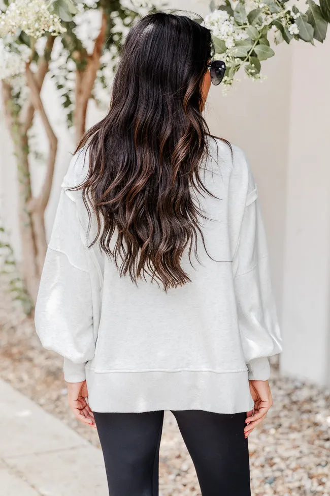 Home For The Weekend Light Grey Split Hem Pullover sold by Pink Lily product image thumbnail 3