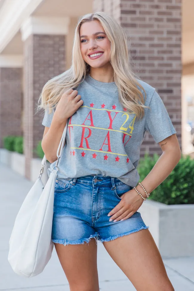 Tay Trav 24 Light Grey Oversized Graphic Tee sold by Pink Lily