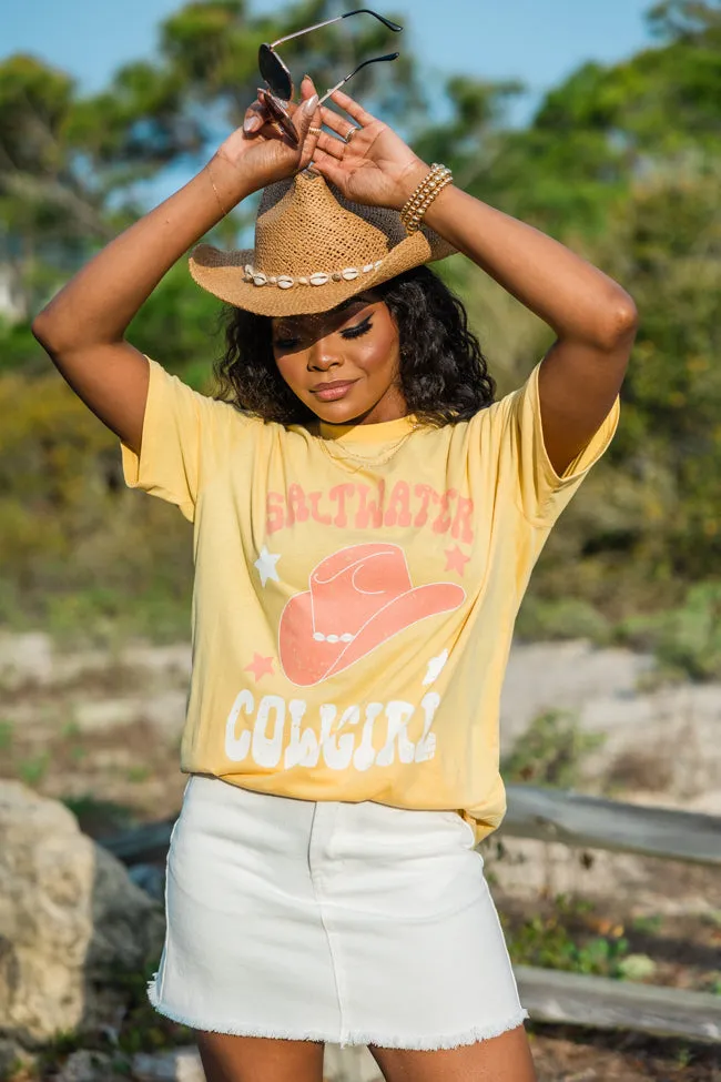 Saltwater Cowgirl Yellow Oversized Graphic Tee sold by Pink Lily