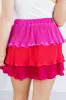 See You At Sunset Pink Colorblock Plisse Tiered Skirt FINAL SALE sold by Pink Lily