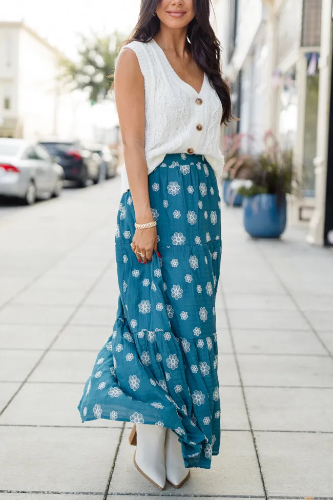Let's Stick Together Teal Floral Maxi Skirt sold by Pink Lily product image thumbnail 5