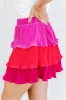 See You At Sunset Pink Colorblock Plisse Tiered Skirt FINAL SALE sold by Pink Lily