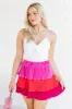 See You At Sunset Pink Colorblock Plisse Tiered Skirt FINAL SALE sold by Pink Lily