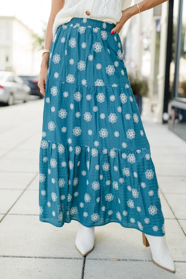 Let's Stick Together Teal Floral Maxi Skirt sold by Pink Lily product image thumbnail 2