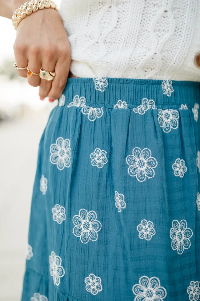 Let's Stick Together Teal Floral Maxi Skirt sold by Pink Lily product image thumbnail 4