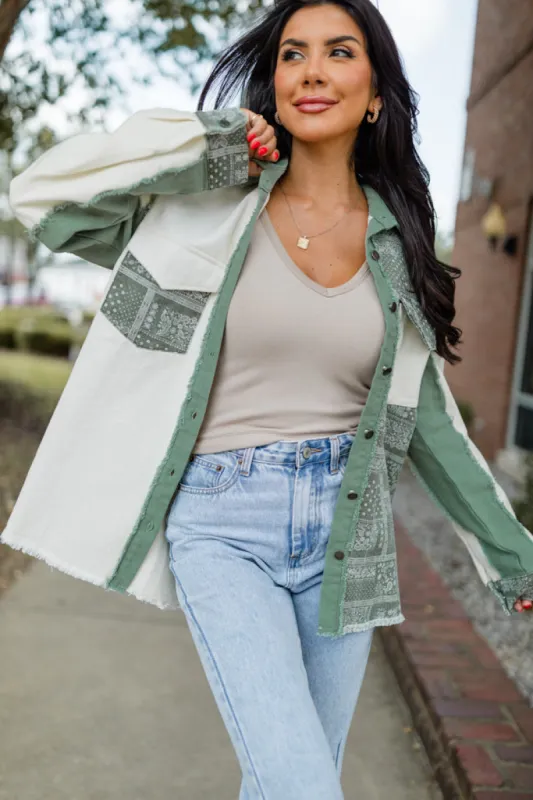 Better Together Olive Paisley Shacket FINAL SALE sold by Pink Lily