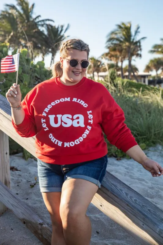 Let Freedom Ring Puff Red Graphic Sweatshirt made by Pink Lily