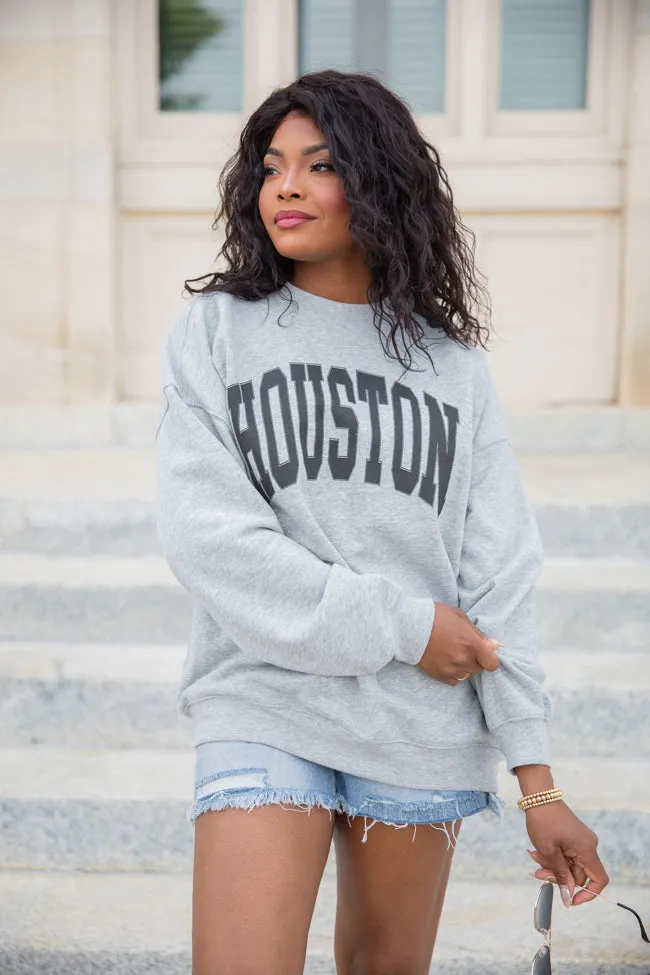 Houston Light Grey Graphic Sweatshirt sold by Pink Lily