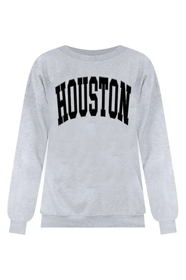 Houston Light Grey Graphic Sweatshirt sold by Pink Lily product image thumbnail 5