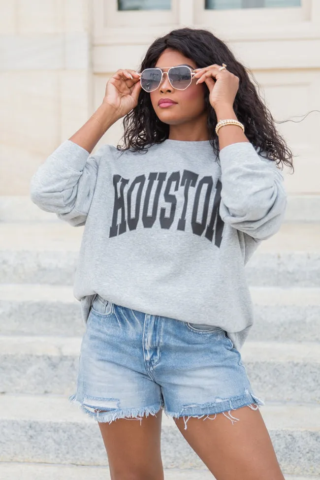 Houston Light Grey Graphic Sweatshirt sold by Pink Lily product image thumbnail 4
