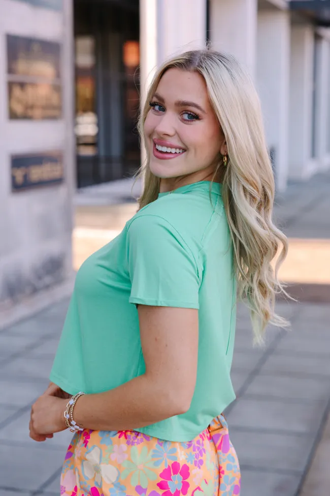 One Step Ahead Green Cropped Tee FINAL SALE sold by Pink Lily product image thumbnail 4