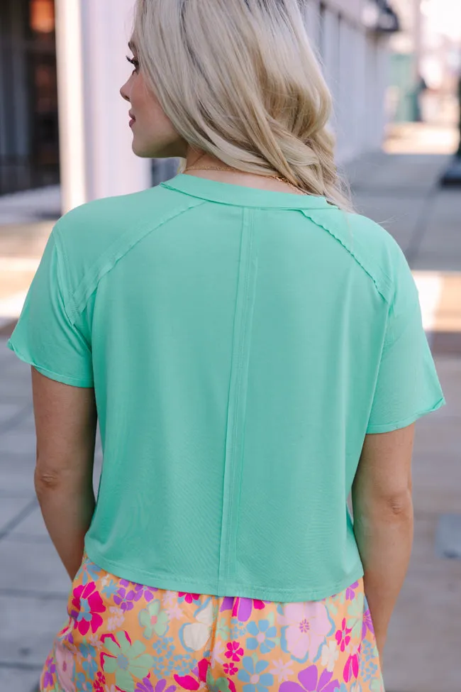 One Step Ahead Green Cropped Tee FINAL SALE sold by Pink Lily product image thumbnail 5