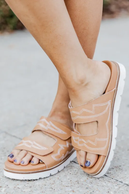 Cora Tan Double Strap Sandal Tan FINAL SALE sold by Pink Lily