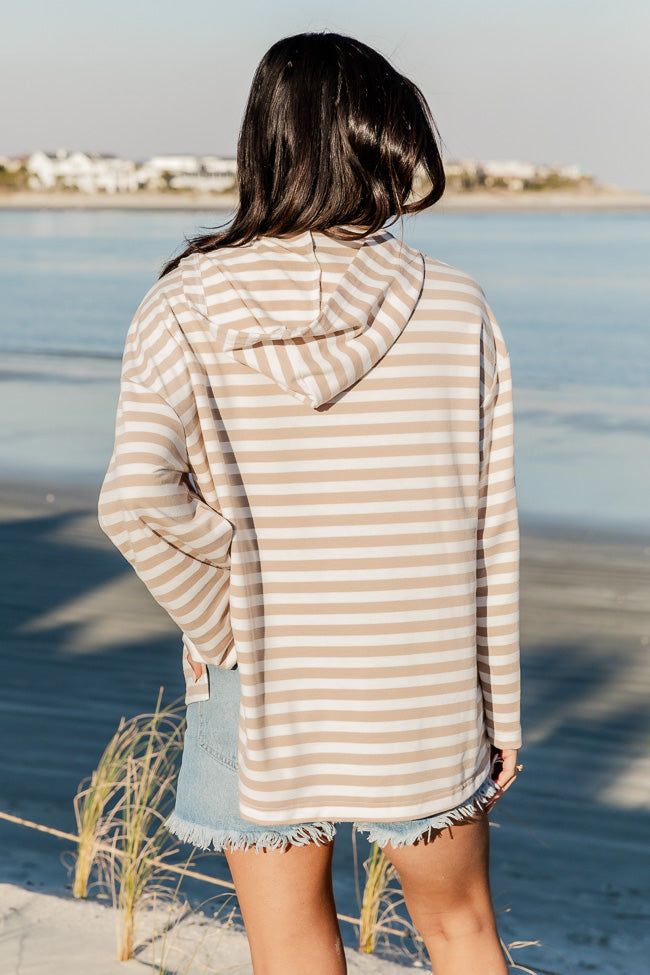 Good To Go Taupe Striped Hooded Pullover FINAL SALE sold by Pink Lily product image thumbnail 4