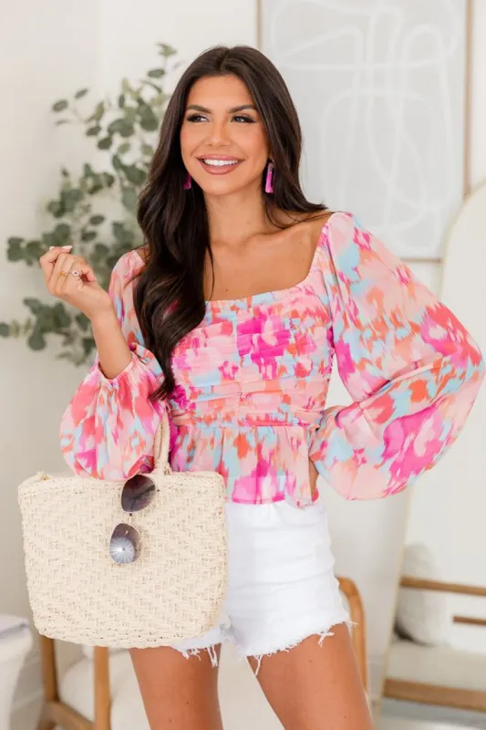 Picking Petals Blouse in Saint James Pink Watercolor Floral made by Pink Lily