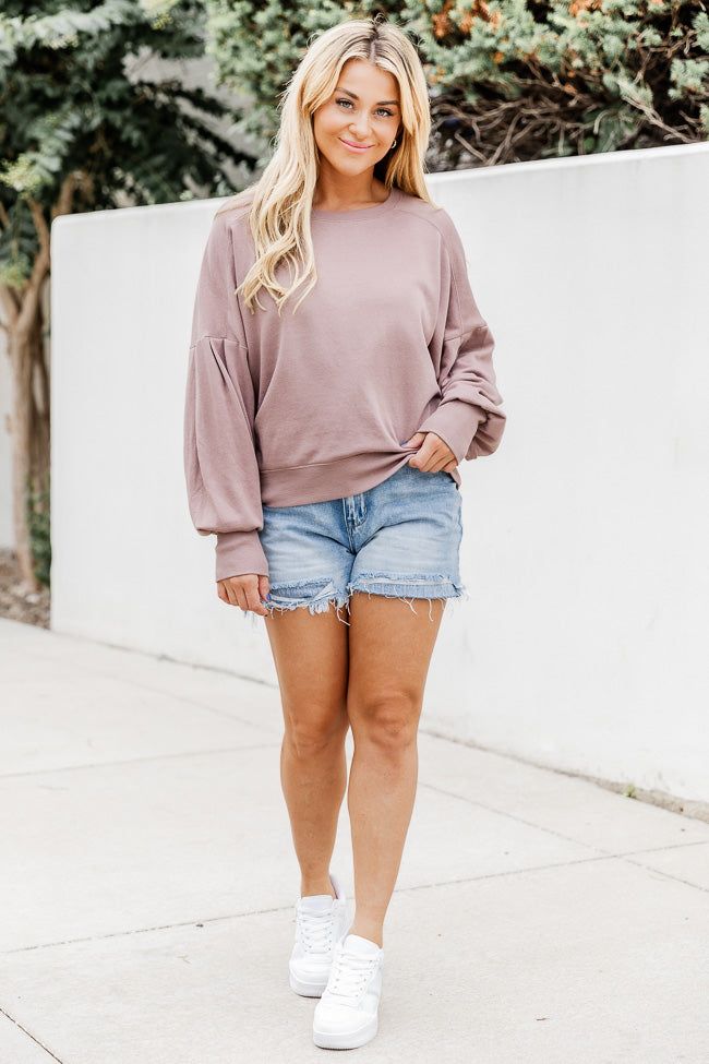 No More Drama Mocha Balloon Sleeve Pullover FINAL SALE sold by Pink Lily product image thumbnail 5