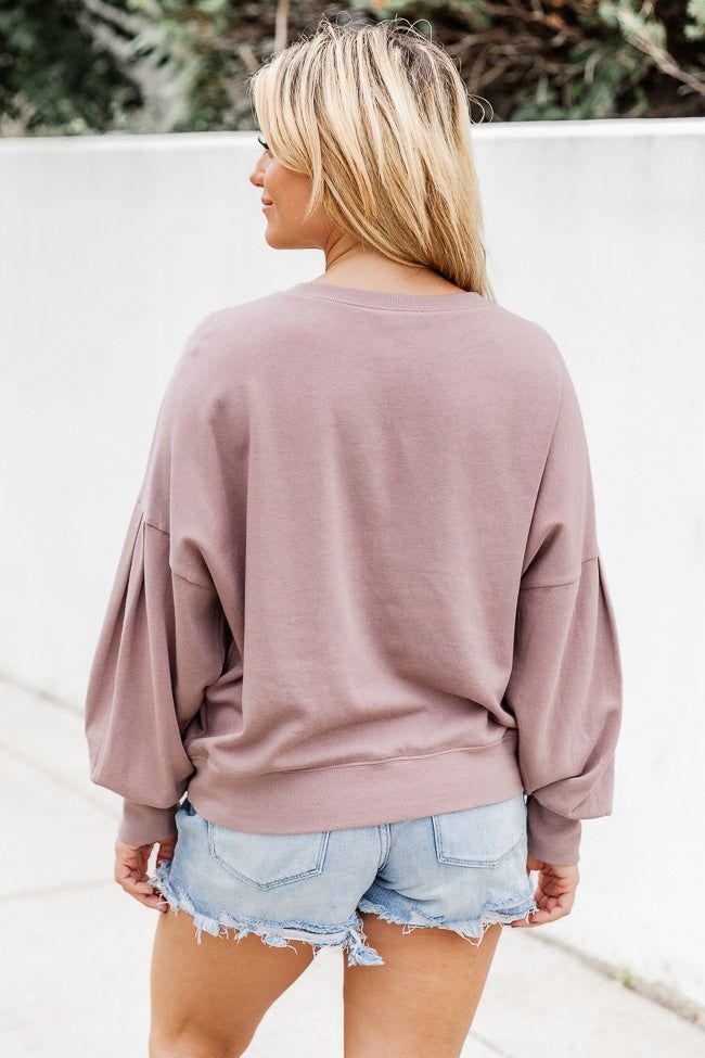 No More Drama Mocha Balloon Sleeve Pullover FINAL SALE sold by Pink Lily product image thumbnail 3