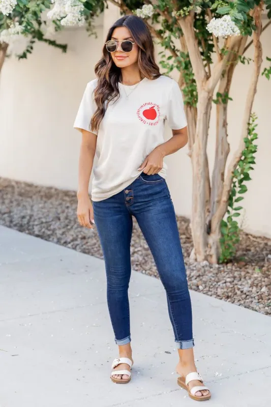 Teach Love Inspire Cream Graphic Tee sold by Pink Lily