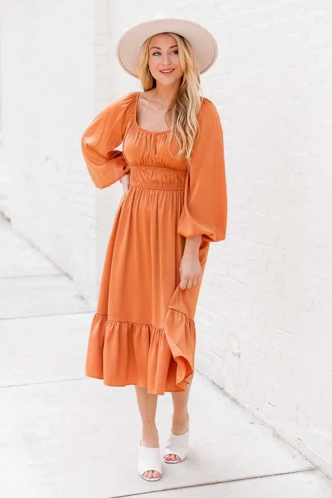 Longing For More Rust Satin Midi Dress FINAL SALE sold by Pink Lily product image thumbnail 2