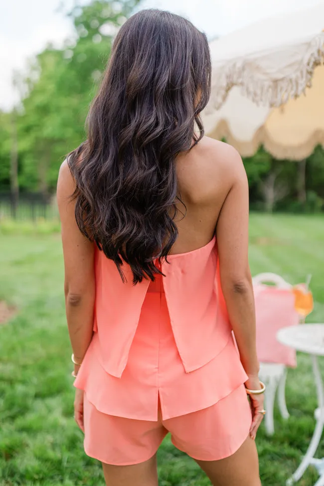 Sundown Serenity Orange Strapless Zip Up Romper FINAL SALE sold by Pink Lily product image thumbnail 4