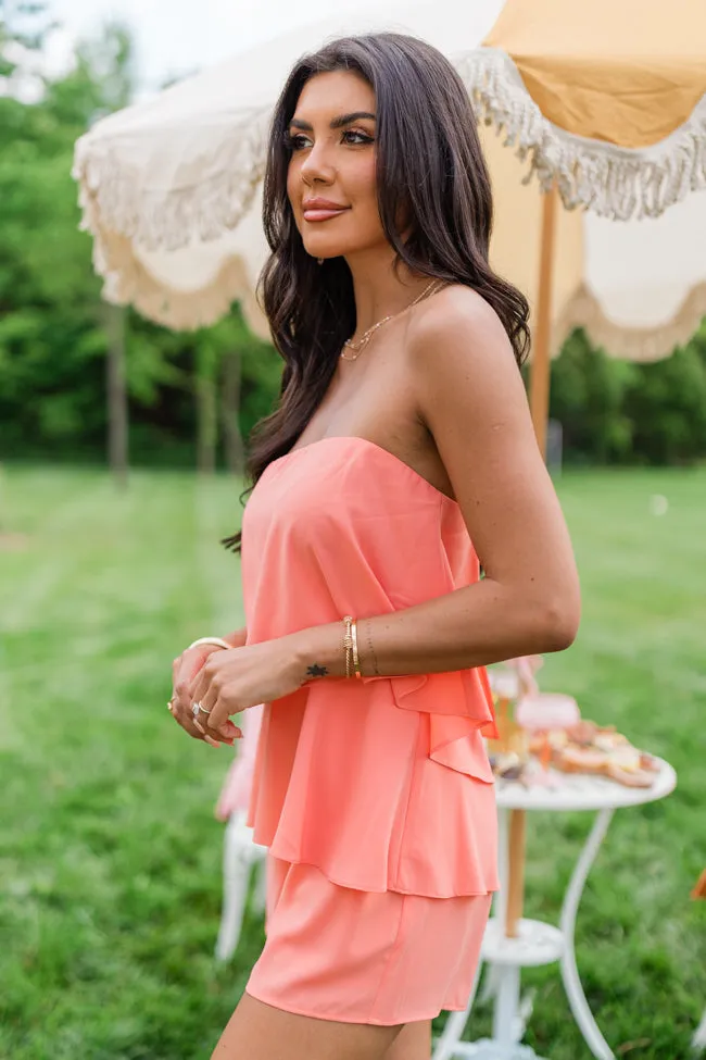 Sundown Serenity Orange Strapless Zip Up Romper FINAL SALE sold by Pink Lily product image thumbnail 3