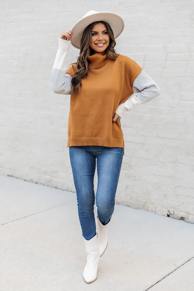 Brown Colorblock Turtleneck Sweater FINAL SALE sold by Pink Lily product image thumbnail 3