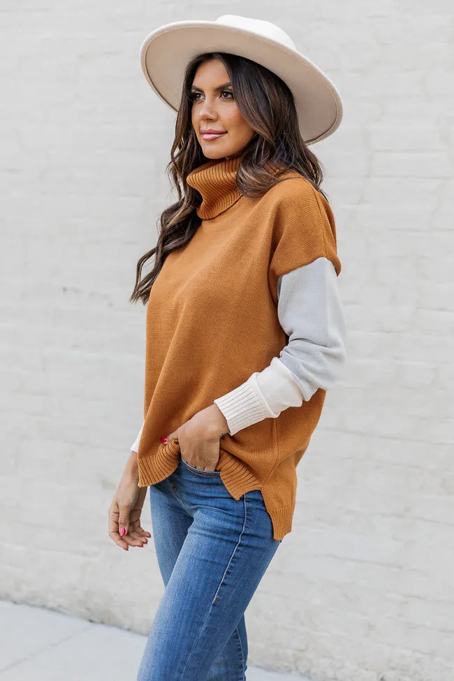 Brown Colorblock Turtleneck Sweater FINAL SALE sold by Pink Lily product image thumbnail 4