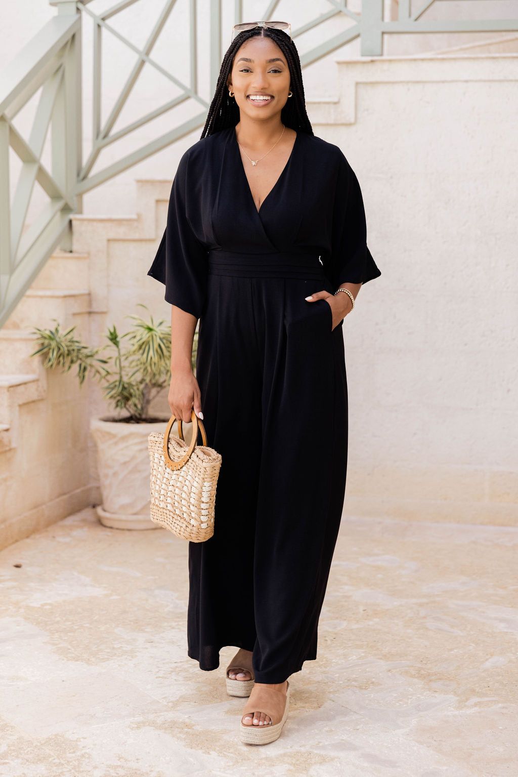 I Do Black Wide Leg Jumpsuit sold by Pink Lily