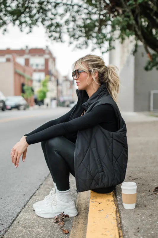 Mountainside Moment Black Quilted Puffer Vest SALE sold by Pink Lily