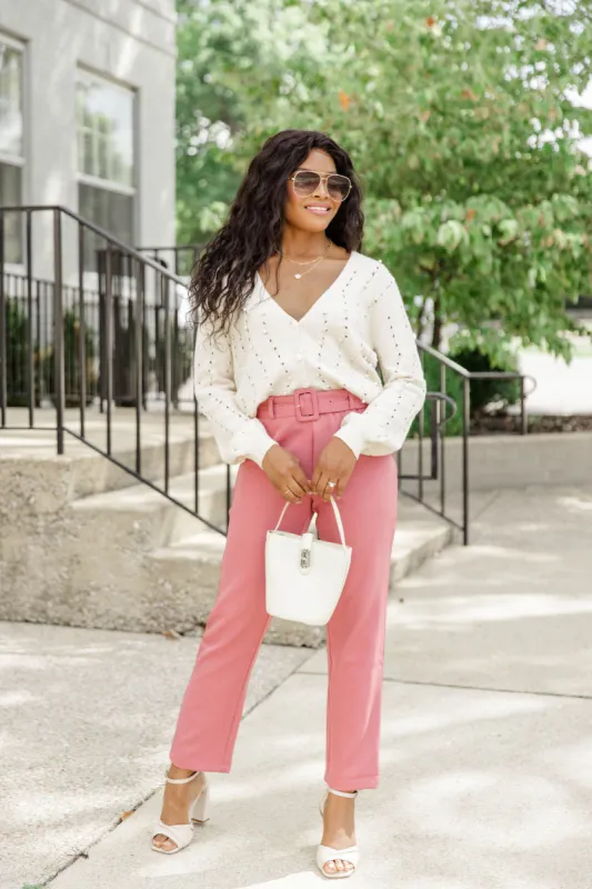 Means A Lot Cream Pearl Detail Cardigan FINAL SALE sold by Pink Lily