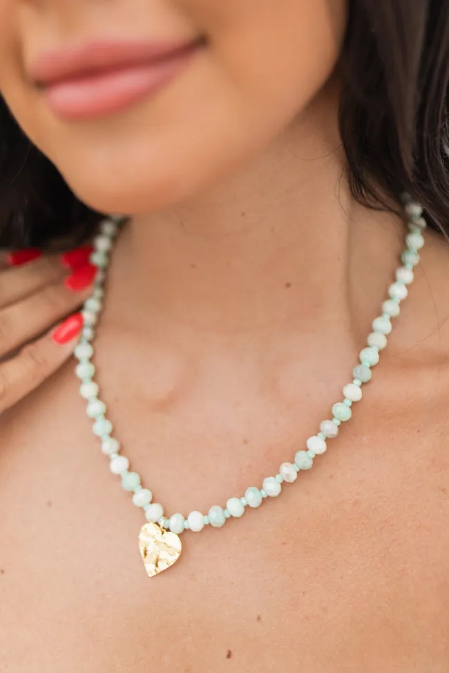 Light Turquoise Glass Beaded Necklace with Shell Charm SALE sold by Pink Lily product image thumbnail 2