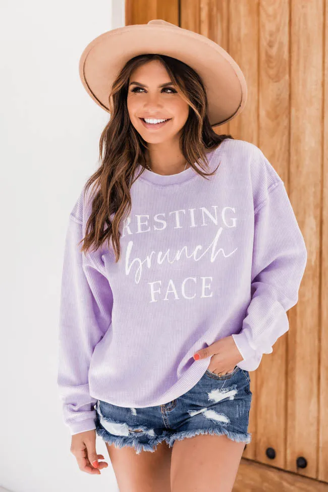 Resting Brunch Face Corded Graphic Sweatshirt Lilac FINAL SALE sold by Pink Lily product image thumbnail 2
