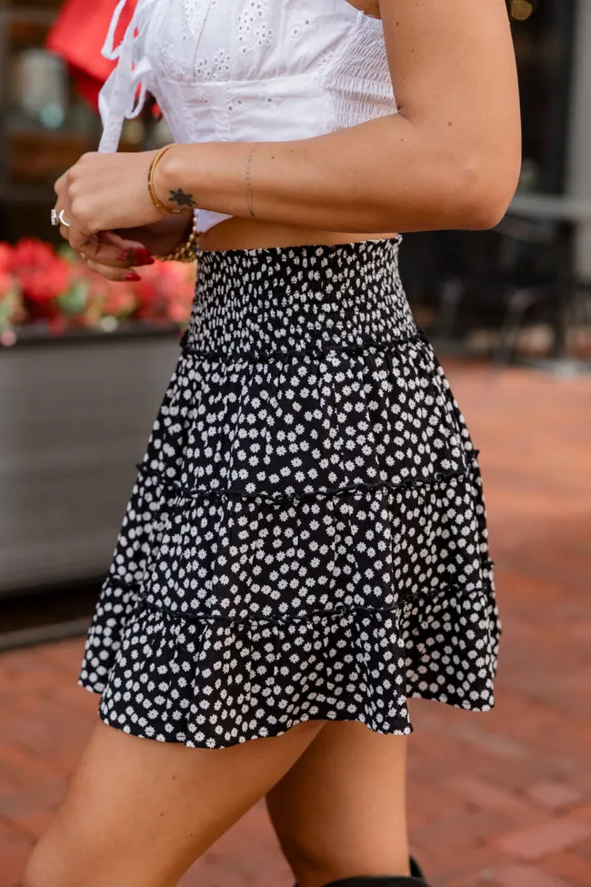 Through The Garden Black And Ivory Floral Mini Skort sold by Pink Lily product image thumbnail 3