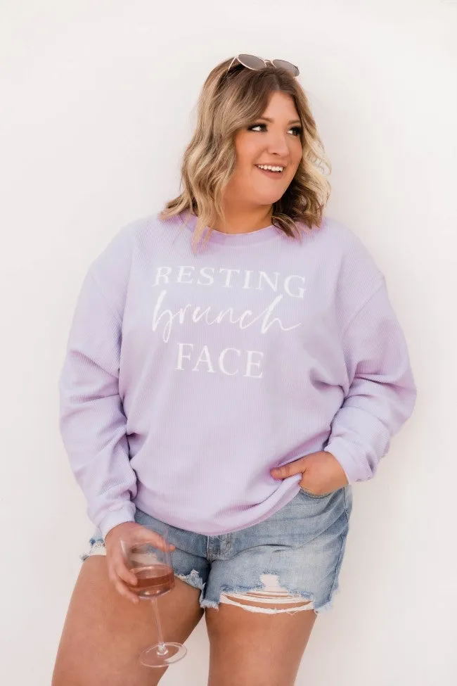 Resting Brunch Face Corded Graphic Sweatshirt Lilac FINAL SALE sold by Pink Lily product image thumbnail 5