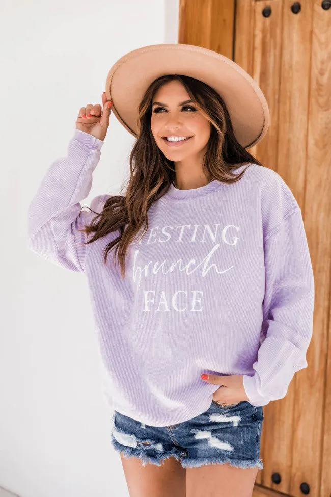 Resting Brunch Face Corded Graphic Sweatshirt Lilac FINAL SALE sold by Pink Lily product image thumbnail 3