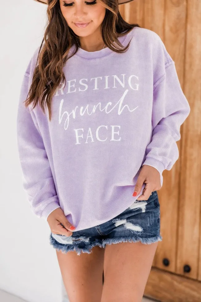 Resting Brunch Face Corded Graphic Sweatshirt Lilac FINAL SALE sold by Pink Lily product image thumbnail 4