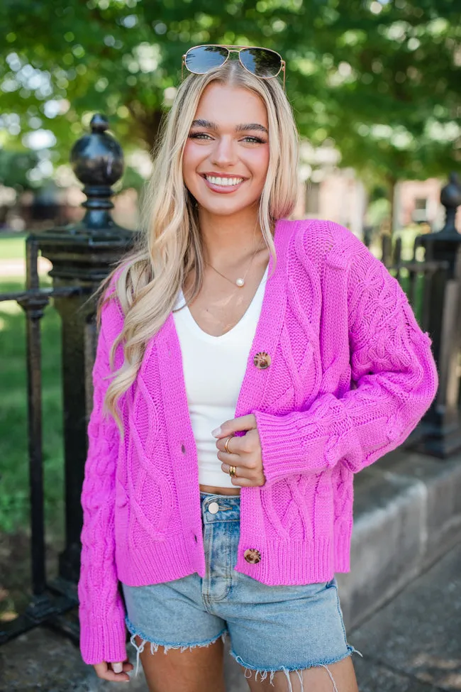 Moments That Matter Magenta Cable Knit Cardigan sold by Pink Lily product image thumbnail 3
