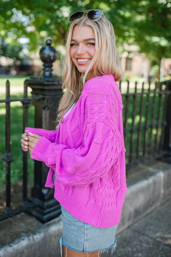Moments That Matter Magenta Cable Knit Cardigan sold by Pink Lily product image thumbnail 4