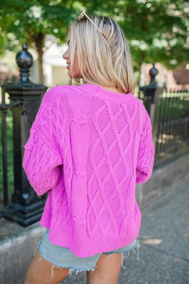 Moments That Matter Magenta Cable Knit Cardigan sold by Pink Lily product image thumbnail 5