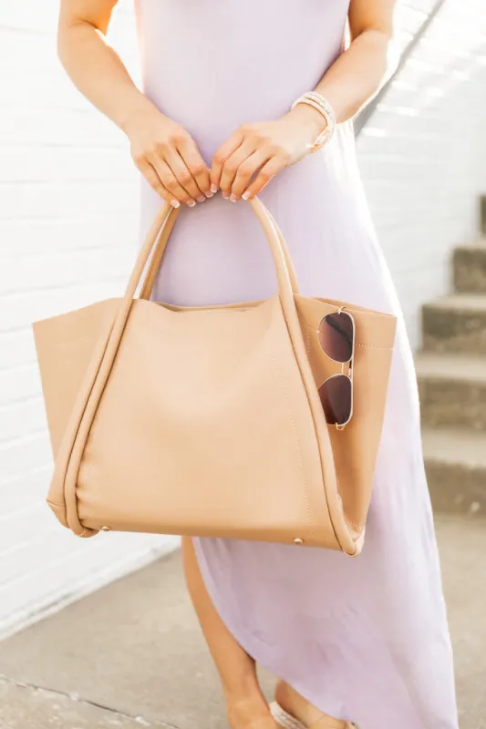 Make It There Leather Tan Purse FINAL SALE sold by Pink Lily