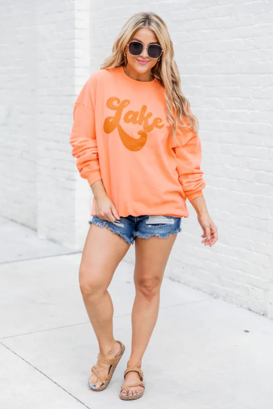 Lake Script Coral Graphic Sweatshirt FINAL SALE sold by Pink Lily