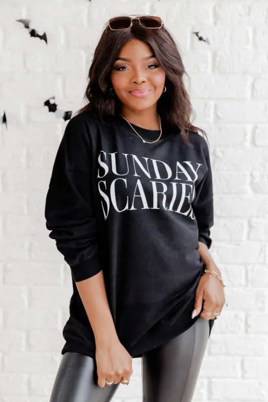 Sunday Scaries Black Oversized Graphic Sweatshirt sold by Pink Lily