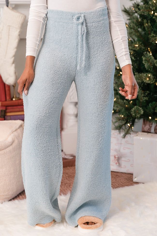 Movies and Chill Light Blue Fuzzy Lounge Pants sold by Pink Lily