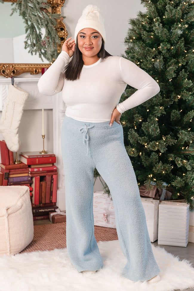 Movies and Chill Light Blue Fuzzy Lounge Pants sold by Pink Lily product image thumbnail 5