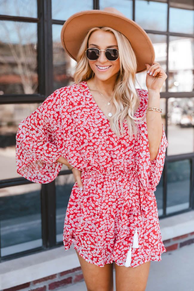 Trusting In You Red Floral Dress Romper FINAL SALE sold by Pink Lily product image thumbnail 5