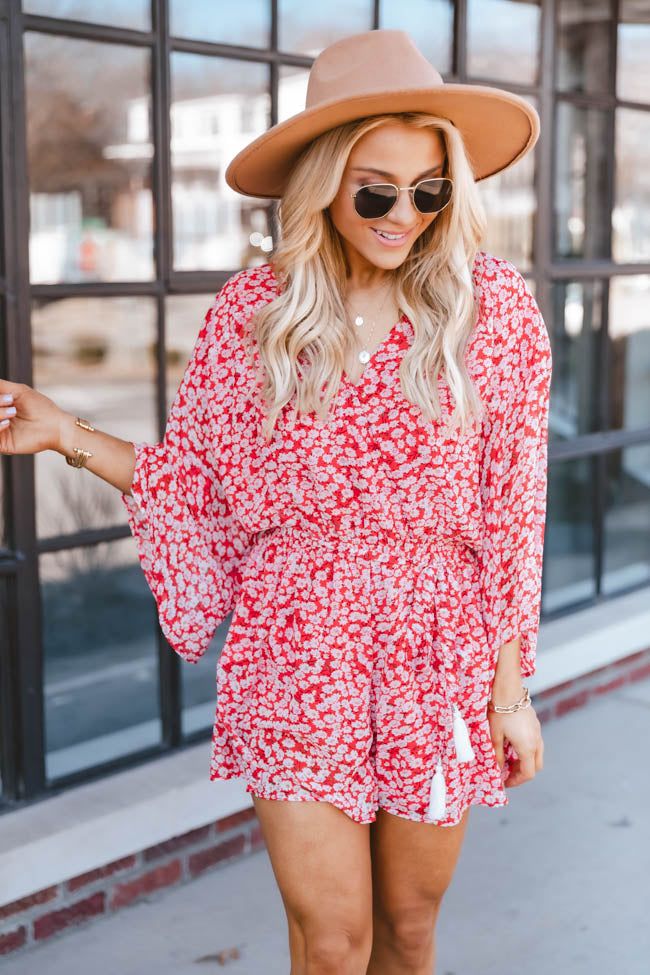Trusting In You Red Floral Dress Romper FINAL SALE sold by Pink Lily product image thumbnail 3