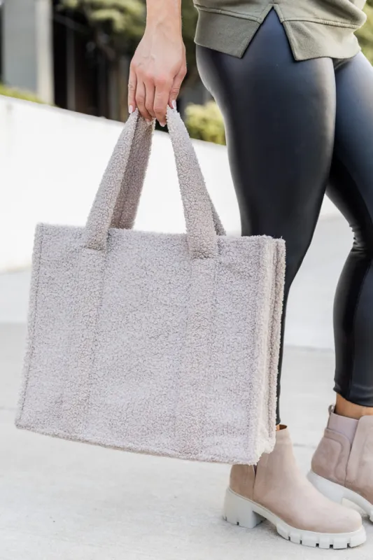 Make My Own Choices Light Taupe Teddy Tote FINAL SALE sold by Pink Lily