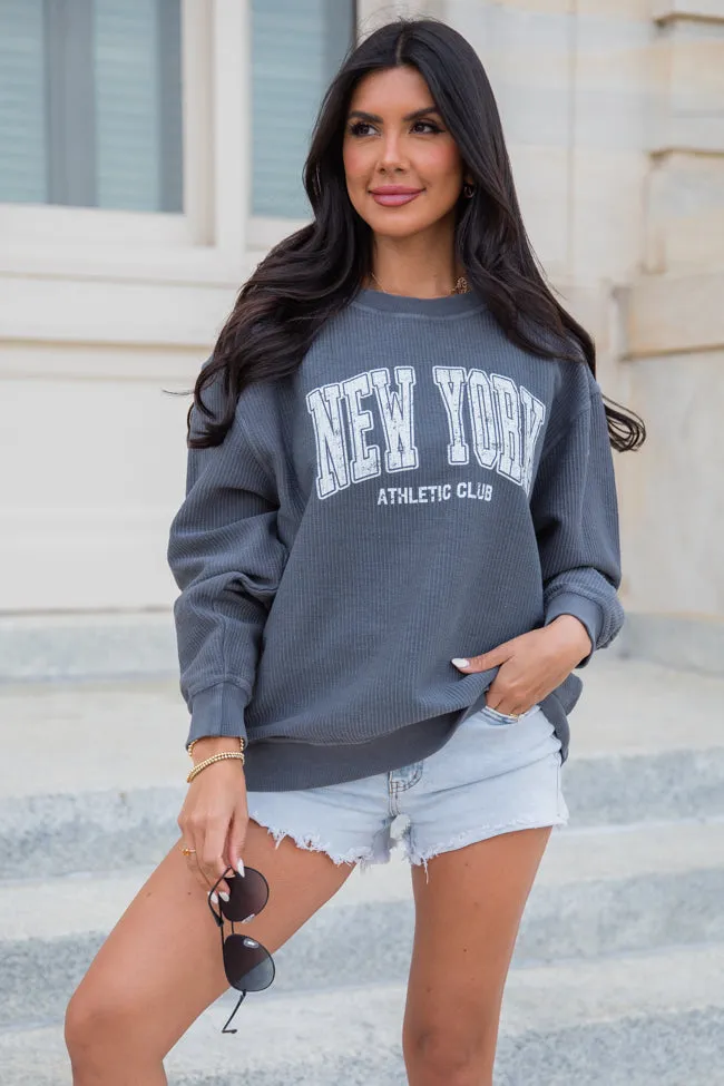 New York Athletic Club Charcoal Corded Graphic Sweatshirt sold by Pink Lily product image thumbnail 4