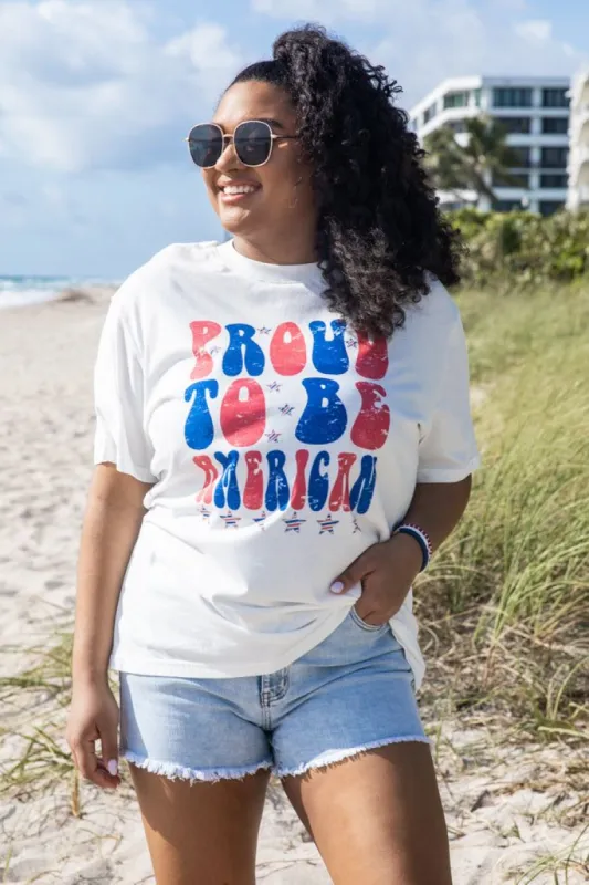 Proud to be American White Graphic Tee sold by Pink Lily